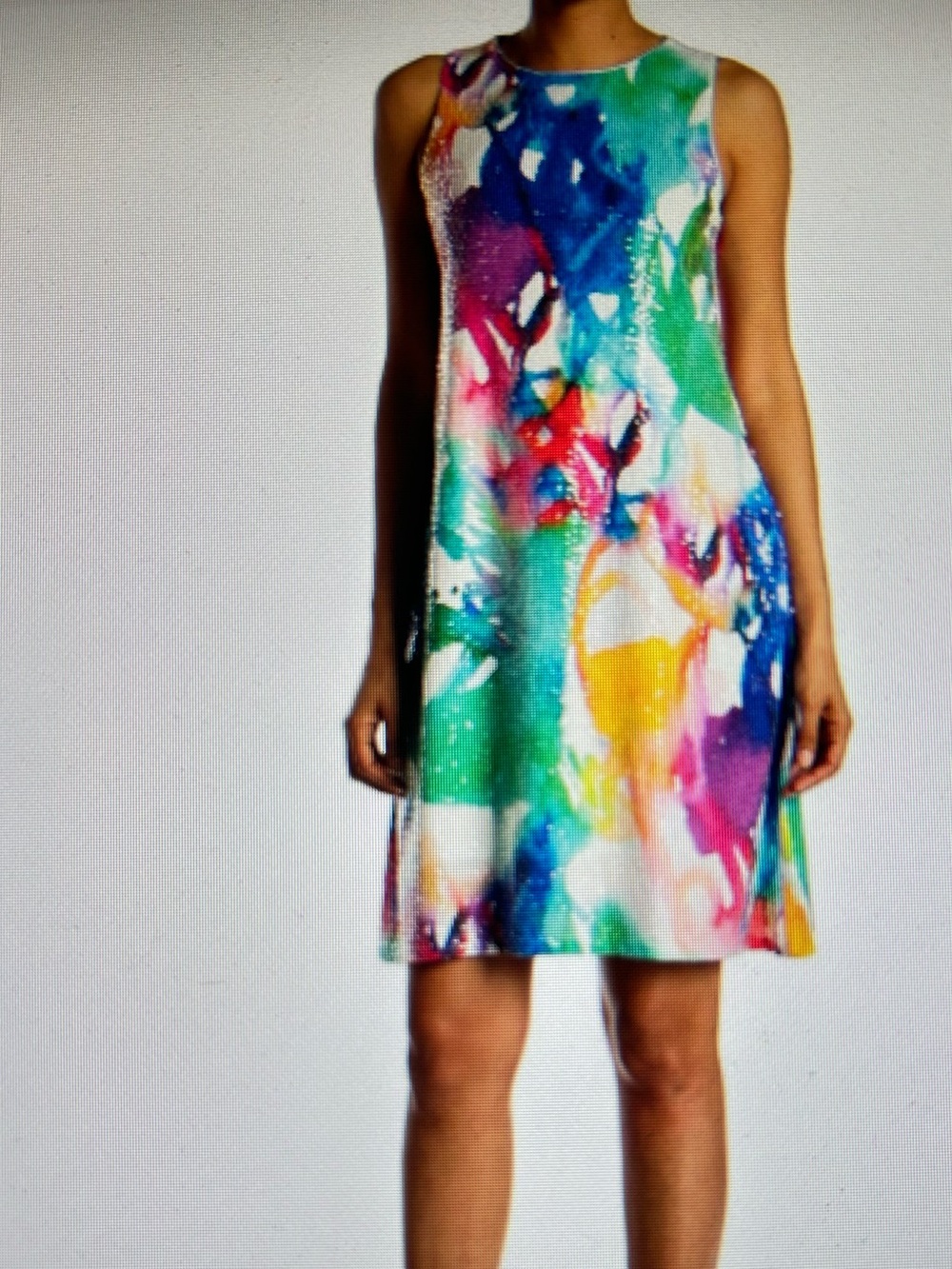 Julia Jordan Sleeveless Multicolor Watercolor Sequins Shift Mini Dress.